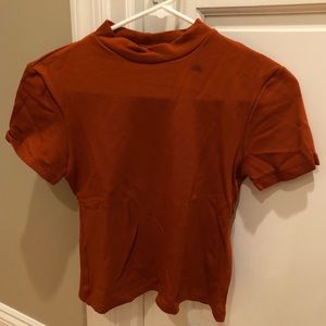 American Apparel Ponte Mock Neck Short Sleeve Top